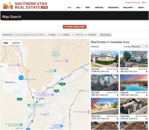Search homes for sale in Southern Utah