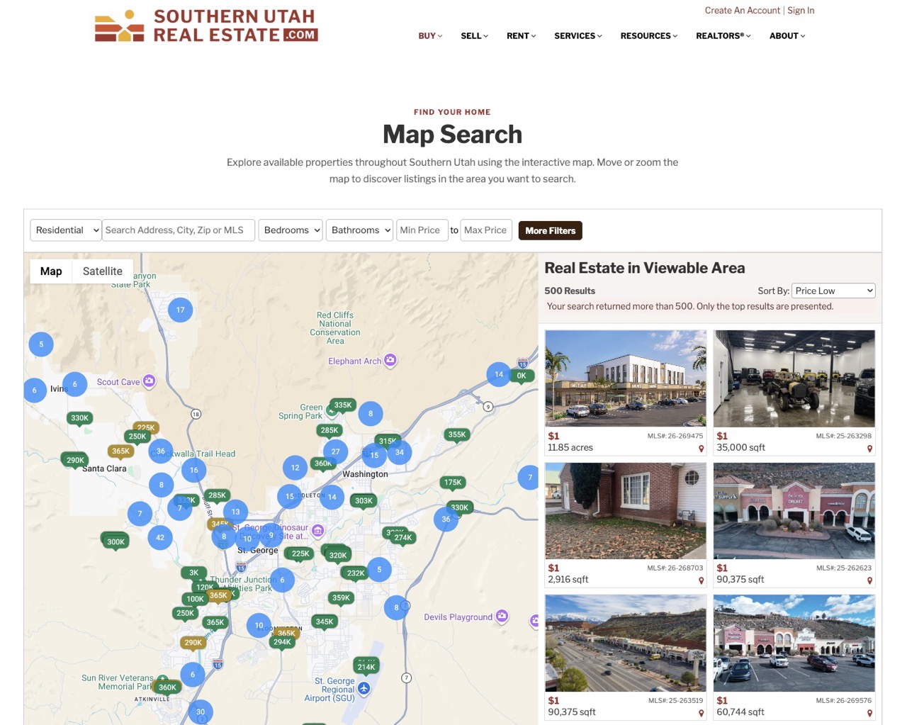 Search homes for sale in Southern Utah